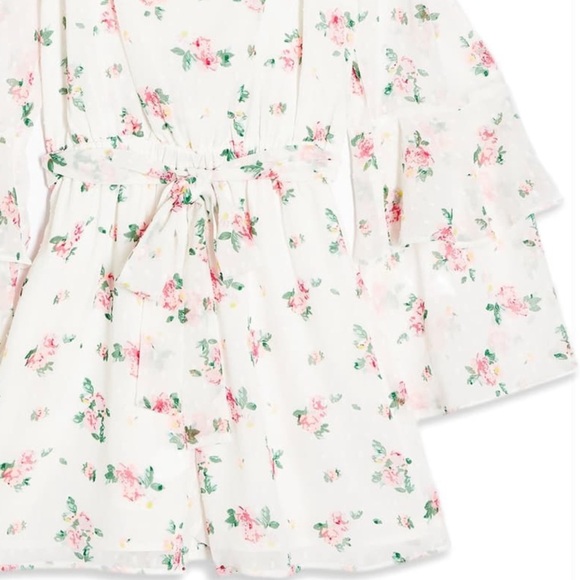 TOPSHOP Floral Cold Shoulder Long Sleeve Romper - Picture 4 of 4